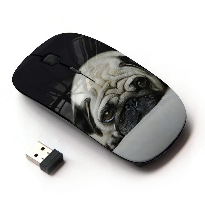 KOOLmouse [ Optical 2.4G Wireless Mouse [ Pug Dog Small Shorthair Big Brown Eyes ] - Image 1